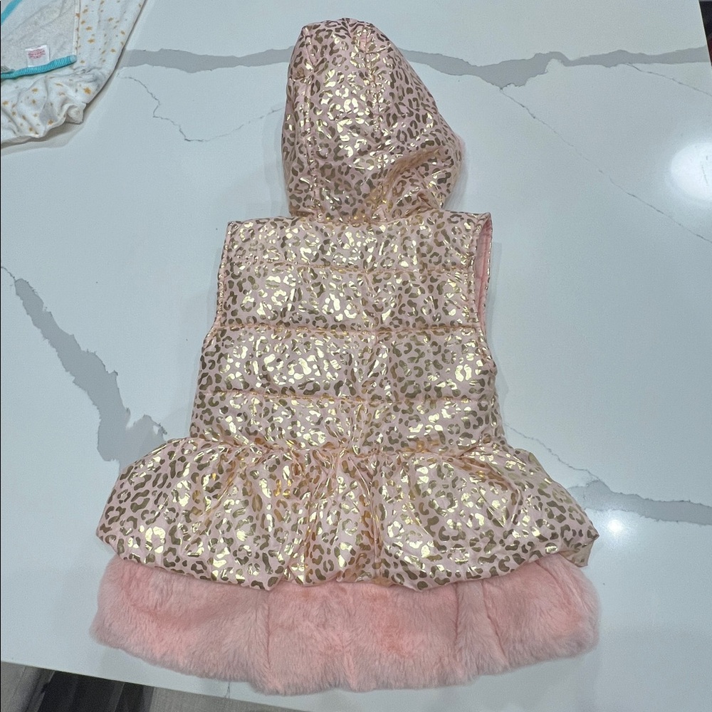 Little Lass Pink and Gold Leopard Vest, NWOT - Picture 2 of 8